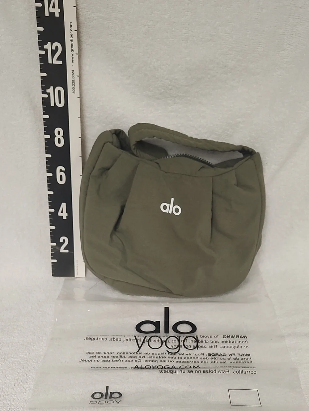 ALO Yoga Olive Green Pouch with White Logo